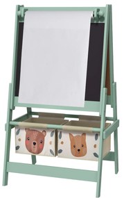 AIYAPLAY Cavalete para Crianças 3 em 1 Cavalete de Arte com Rolo de Papel Quadro e 2 Cestas de Armazenamento 54x46,5x93 cm Verde