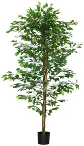 HOMCOM Planta Figueira Artificial com Tronco Realista 180 cm  Vaso e 1260 Folhas Decoração para Casa Verde