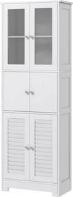 Móvel Auxiliar para Casa de Banho com 6 Portas Prateleiras Ajustáveis Anti-tombo 60x30x170,5 cm Branco