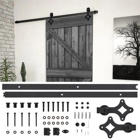 vidaXL Porta de correr com ferragens 80x210 cm pinho maciço preto