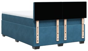 Cama boxspring com colchão 140x190 cm veludo azul