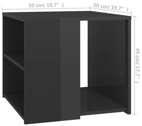 Mesa de apoio 50x50x45 cm contraplacado cinzento brilhante