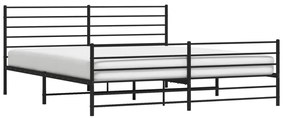 Estrutura de cama com cabeceira e pés 193x203 cm metal preto