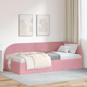 vidaXL Estrutura de Cama de Canto com cabeceira Rosa 80 cm x 200 cm
