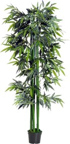 Bambu artificial XXL, 1,80 m de altura, árvore artificial, folhas densas e realistas, vaso incluído, preto e verde