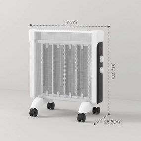 HOMCOM Aquecedor Elétrico 1000W/2000W Aquecedor com Painéis de Mica Ro