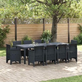 vidaXL Conjunto de Jantar de Jardim com 11 Peças da e Almofadas Antracite em Rattan Sintético