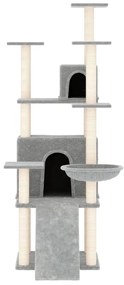 Árvore p/ gatos c/ postes arranhadores sisal 154 cm cinza-claro