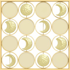 HOMCOM Decoração de Parede Metálica de Fases Lunares com 16 Discos para Sala Quarto Corredor 67,9x67,9 Dourado | Aosom Portugal