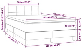 Cama boxspring com colchão 120x190 cm tecido cinzento-escuro