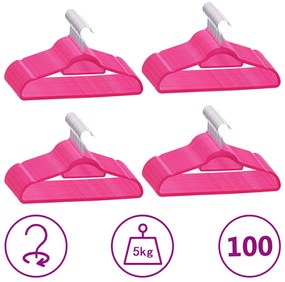 100 pcs conjunto de cabides antiderrapantes veludo rosa