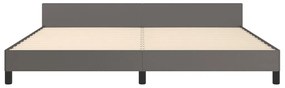 Estrutura cama c/ cabeceira 200x200cm couro artificial cinzento