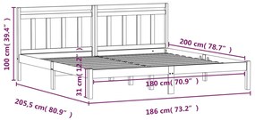 Estrutura de cama super king 180x200 cm madeira maciça preto