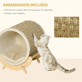 PawHut Cama Elevada para Gatos Caverna para Animais de Estimação Aparê