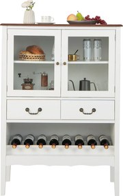 Aparador Mértola com Estante para Vinhos – 90x40x126,5 cm – Branco – D
