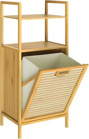 Cesto para roupa suja (43 L) em bambu com 2 prateleiras 95 x 40 x 30 cm Castanho