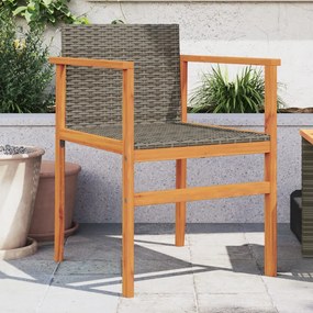 vidaXL Cadeiras de jardim 2 pcs vime PE/madeira maciça cinzento