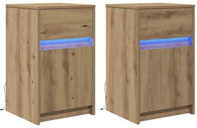Criado-mudo LED 2 pcs carvalho artisiano 38 x 34 x 61 cm