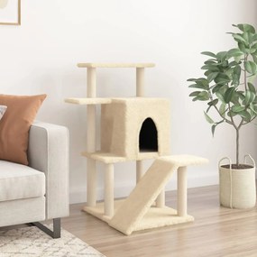 Árvore p/ gatos c/ postes arranhadores sisal 97 cm cor creme