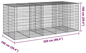 Cesto gabião com cobertura 250x100x100 cm ferro galvanizado