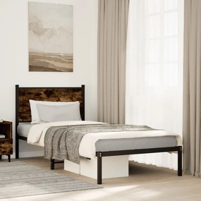 Estrutura de cama sem colchão 90x190 cm metal carvalho fumado