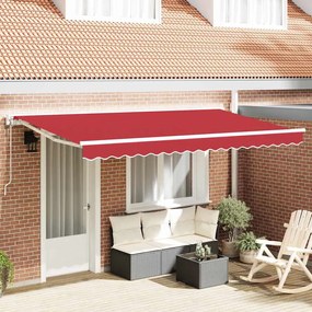 vidaXL Toldo Retrátil Vermelho 400 x 200 cm Poliéster e Metal