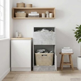 vidaXL Armário de Lavanderia com porta Cimento Madeira processada