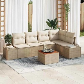 vidaXL Conjunto de Sofás de Jardim 6 pcs Bege e Branco Vime, Tecido