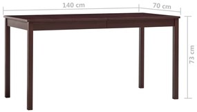 Mesa de jantar 140x70x73 cm madeira de pinho castanho-escuro