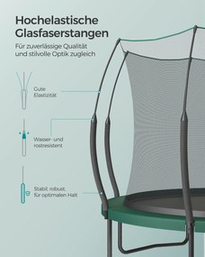 Trampolim sem molas com rede de segurança Ø 305 cm verde 