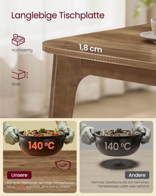 Mesa de jantar com tampo extensível 85 x (140/160/180) x 76,2 cm castanho mel