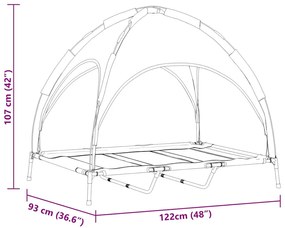 Cama Elevada para Cães com Toldo Removível Azul-marinho XL Aço