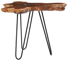 Mesa de centro 70x45 cm madeira de teca maciça e poliresina