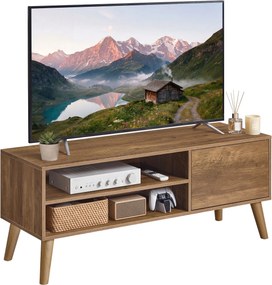Móvel para TV baixo 120 x 40 x 49 cm de estilo Mid Century para televisores até 55 polegadas castanho