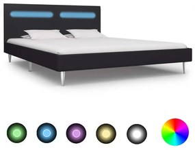 280965 vidaXL Estrutura de cama com LED 180x200 cm tecido preto
