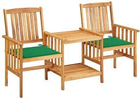 Cadeiras de jardim c/ mesa de centro e almofadões acácia maciça