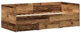 Cama Twin Rústica da Madeira Velha Madeira Engenheirada 90 x 200 cm