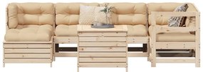 7 pcs conjunto de sofás para jardim madeira de pinho maciça