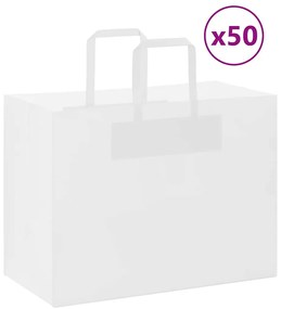 vidaXL Sacos de papel 50 unid com alças branco 32x17x25 cm
