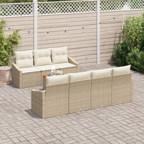 Conjunto de Sofá de Jardim de 8 Peças com Almofadas Bege Poliratan Acá