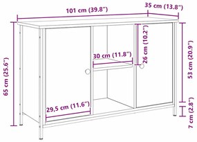 Aparador de TV vidaXL Caramelo Artesanal 101x35x65 cm em Madeira de En