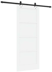 Porta Deslizante vidaXL com Conjunto de Ferragens Branca 83x202 cm Mad