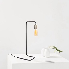 Candeeiro de Mesa Denge – Preto e Níquel – 17 x 28 cm