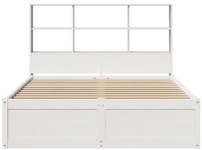 Cama sem colchão 160x200 cm madeira de pinho maciça branco