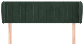 Cabeceira de cama c/ abas veludo 147x23x78/88cm verde-escuro