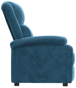 Poltrona reclinável veludo azul