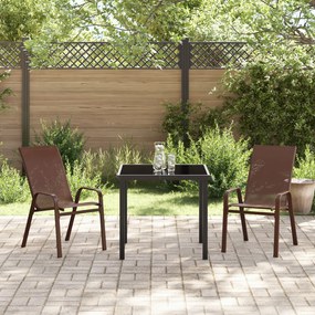 Conjunto de Jantar de Jardim vidaXL 3 Peças Castanho Textilene e Aço