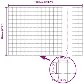 Cerca Euro 1,2 x 10 m Aço Galvanizado