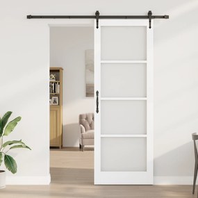 Conjunto de Porta Deslizante vidaXL com Acessórios Branca 83x232 cm Ma