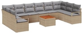 Conjunto de Sofás de Jardim 11 pcs Bege, cinza claro Médio